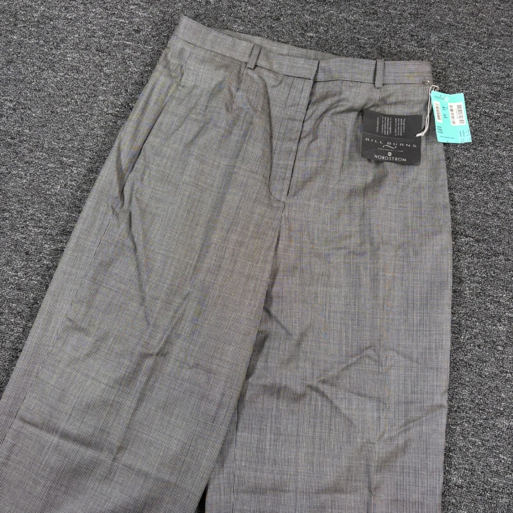 Bill Burns Dress Pants Womens 10 Black White Worsted Wool Wide Leg Nordstrom